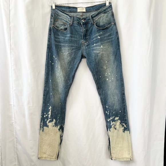 Fear of God 4th Collection Light Wash Bleached Distressed Ankle Zip Jeans Sz 30 - Picture 1 of 16